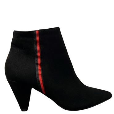 REDZ WOMENS POINTED TOE ZIP ANKLE BOOT - BLACK SUEDE